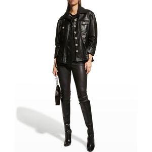 Cinq à Sept Jeweled Scrunched Canyon Leather Jacket